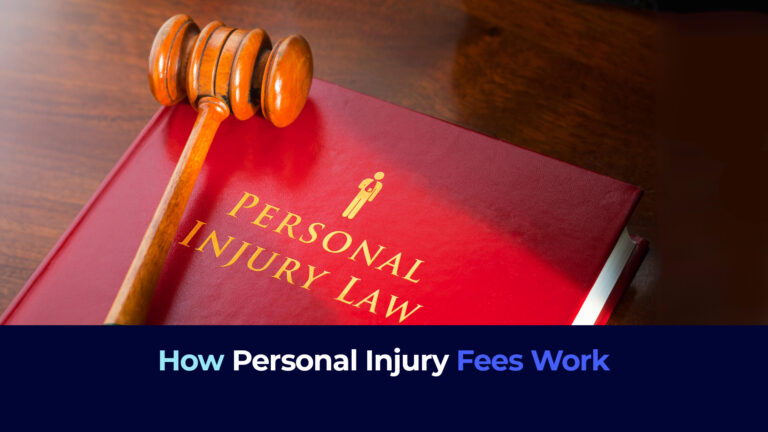 A picture of a book of Personal Injury Law , a gavel and the title "How Personal Injury Fees Work"